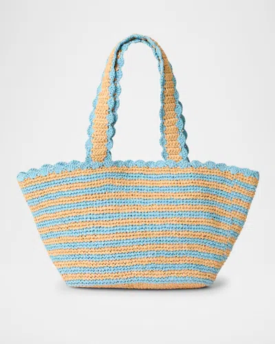 Btb Los Angeles Odesa Striped Straw Tote Bag