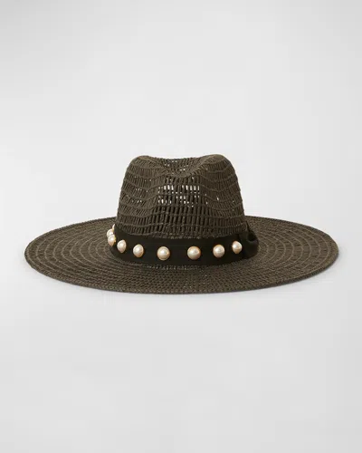 Btb Los Angeles Ollie Pearly Straw Fedora In Black