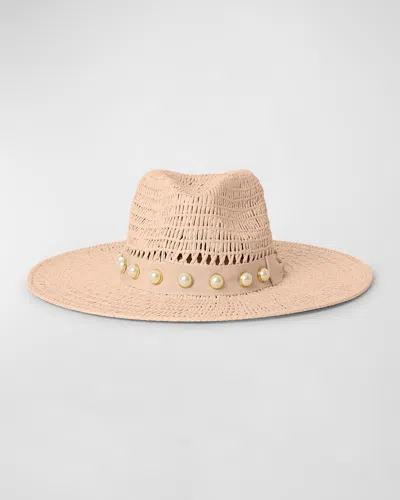 Btb Los Angeles Ollie Pearly Straw Fedora In Brown