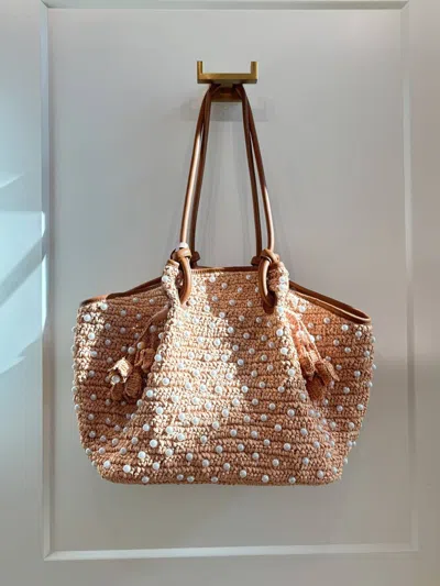 Btb Los Angeles Pearl Woven Tote In Sand / Pearl In Multi