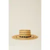 Btb Los Angeles Piper Striped Pearly Straw Fedora In Black