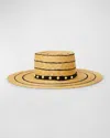 BTB LOS ANGELES PIPER STRIPED PEARLY STRAW FEDORA