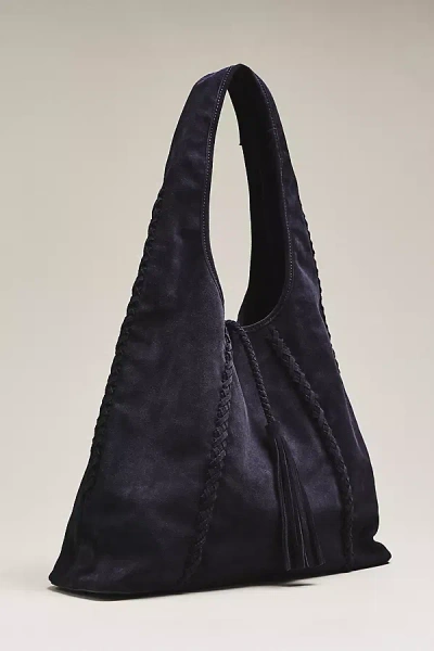 Btb Los Angeles Piper Suede Tassel Hobo Bag In Blue