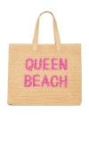 Btb Los Angeles Queen Beach Tote In Sand & Fuchsia