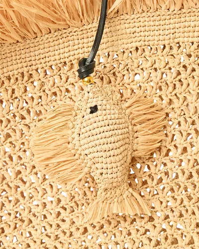 Btb Los Angeles Raffia Fish Bag Charm In Brown