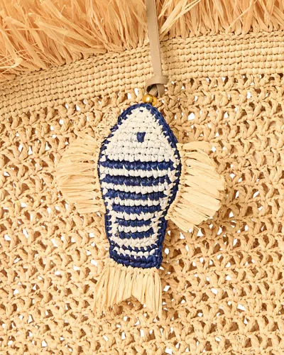 Btb Los Angeles Raffia Fish Bag Charm In Multi