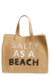 Btb Los Angeles Salty As A Beach Straw Tote In Black/dusty/white