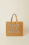 Btb Los Angeles Salty As A Beach Straw Tote Bag In Sand Lavender