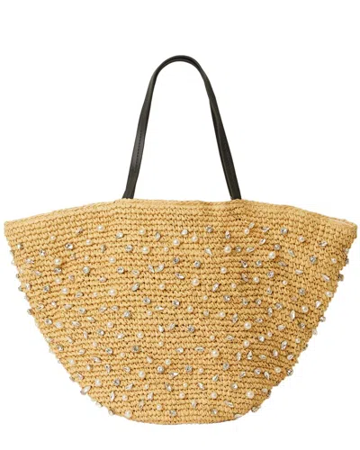 Btb Los Angeles Sera Crystal Straw Tote In Brown