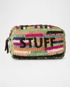 Btb Los Angeles Small Stuff Multicolor Straw Cosmetic Case