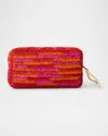 Btb Los Angeles Small Woven Straw Cosmetic Bag In Red