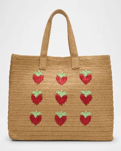 Btb Los Angeles Strawberry Straw Tote Bag In Neutral