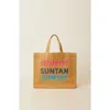 Btb Los Angeles Sunrise Suntan Sunset Straw Tote Bag In Sand Fuchsia Rainbow