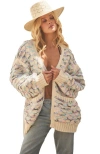 Btb Los Angeles Taylor Honeycomb Cardigan In Blue Multi In Purple Multi