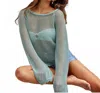 Btb Los Angeles Tenia Mesh Cover Up Sweater In Mint In Green