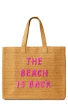 Btb Los Angeles The Beach Is Back Straw Tote In Sand Cobalt