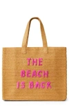 Btb Los Angeles The Beach Is Back Straw Tote In Sand Cobalt