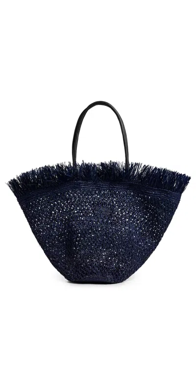 Btb Los Angeles Trina Fringe Tote Navy In Blue