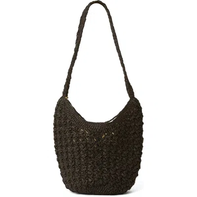 Btb Los Angeles Uma Straw Shoulder Bag In Black