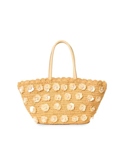 Btb Los Angeles Women's Dottie Woven Raffia Tote Bag In Nude