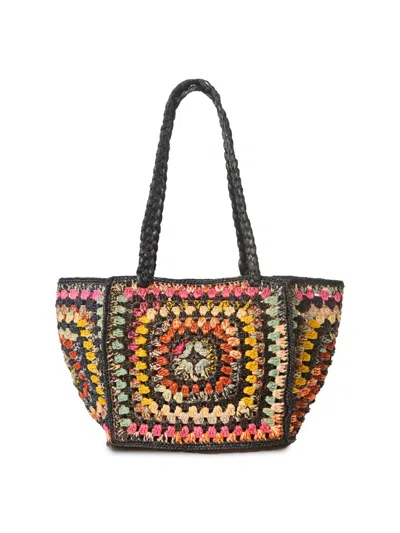 Btb Los Angeles Women's Everly Woven Raffia Tote Bag In Black
