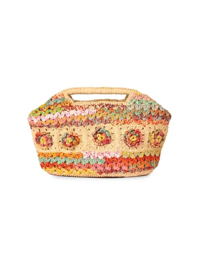 Btb Los Angeles Women's Hazel Floral Woven Raffia Clutch In Multi