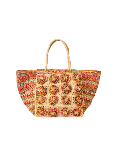 Btb Los Angeles Women's Hazel Floral Woven Raffia Tote Bag In Multi
