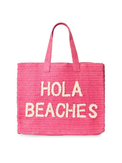 Btb Los Angeles Women's Hola Beaches Straw Tote Bag In Pink