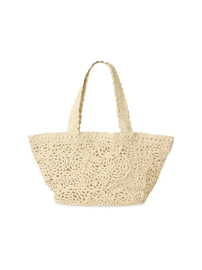 Btb Los Angeles Women's Lacera Raffia Tote Bag In White