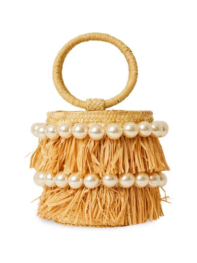 Btb Los Angeles Women's Liv Straw Bucket Bag In White