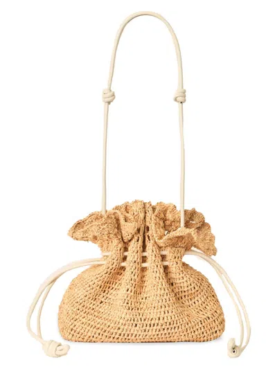 Btb Los Angeles Women's Marcela Raffia Drawstring Bucket Bag In Neutral