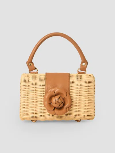 Btb Los Angeles Women's Melody Rattan Leather Trim Clutch