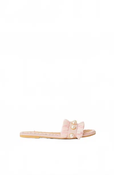Btb Los Angeles Women's Valentina Fringe Slide In Petal In Pink