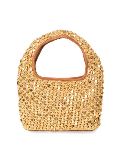 Btb Los Angeles Women's Vita Studded Raffia Hobo Bag In Gold