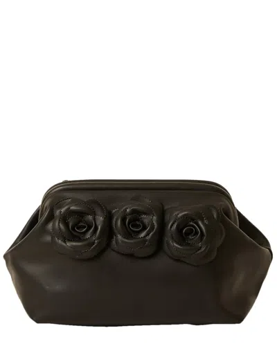 Btb Los Angeles Yasmin Leather Clutch In Black