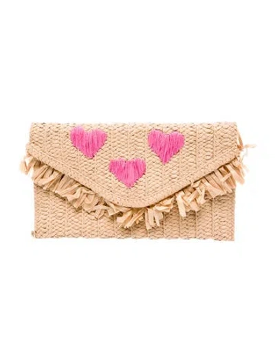 Pre-owned Btb Raffia Clutch In Neutral