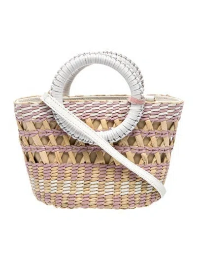 Pre-owned Btb Raffia Top Handle Bag In Neutral