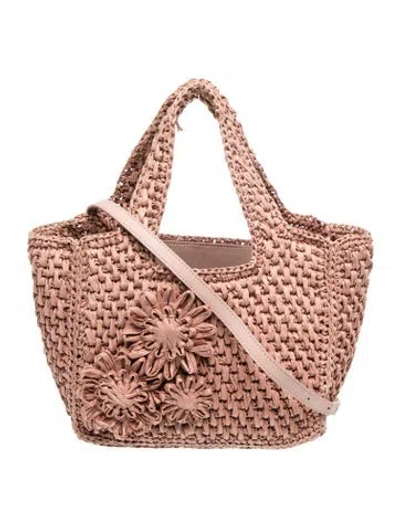 Pre-owned Btb Raffia Top Handle Bag In Pink