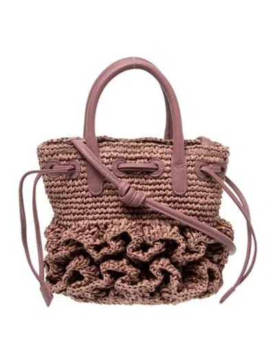 Pre-owned Btb Straw Bucket Bag In Multicolor