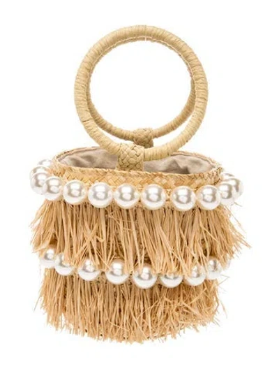 Pre-owned Btb Straw Top Handle Bag In Neutral