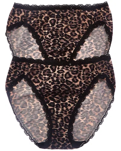 B.tempt'd By Wacoal 2pk Inspired Eyelet Hi-leg In Animal Print
