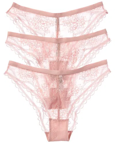 B.tempt'd By Wacoal 3pk No Strings Attached Cheeky Bikini In Pink