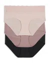 B.tempt'd By Wacoal B.bare Assorted 3-pack Hipster Panties In Rose Smoke/antler/night