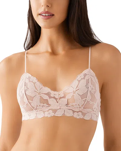 B.tempt'd By Wacoal Feeling Famous Lace Kiss Bralette In Rose Smoke/white