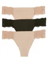 B.tempt'd By Wacoal B. Tempt'd By Wacoal Women's B. Bare Thong 3-pack In Beige