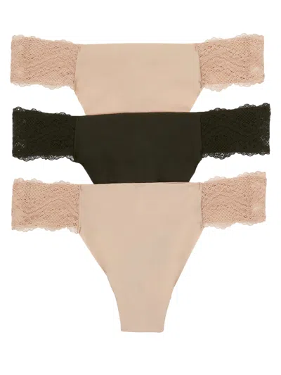 B.tempt'd By Wacoal B. Tempt'd By Wacoal Women's B. Bare Thong 3-pack In Beige