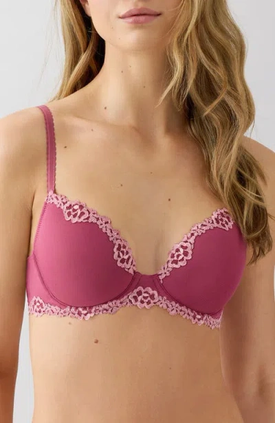 B.tempt'd By Wacoal Future Foundation Underwire Lace Trim Contour Bra In Pink