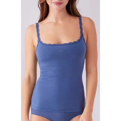 B.tempt'd By Wacoal Inspired Eyelet Lace Trim Shelf Bra Cotton Blend Camisole In Blue