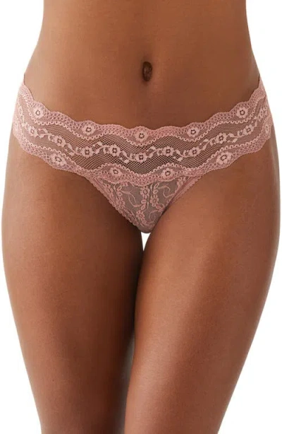 B.tempt'd By Wacoal B. Tempt'd By Wacoal Lace Kiss Thong In Burlwood