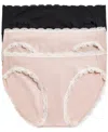 B.tempt'd By Wacoal Women's 3-pk. Inspired Eyelet Hi-leg Underwear 970319 In Basic 1 (1 Night,2 Rose Smoke)